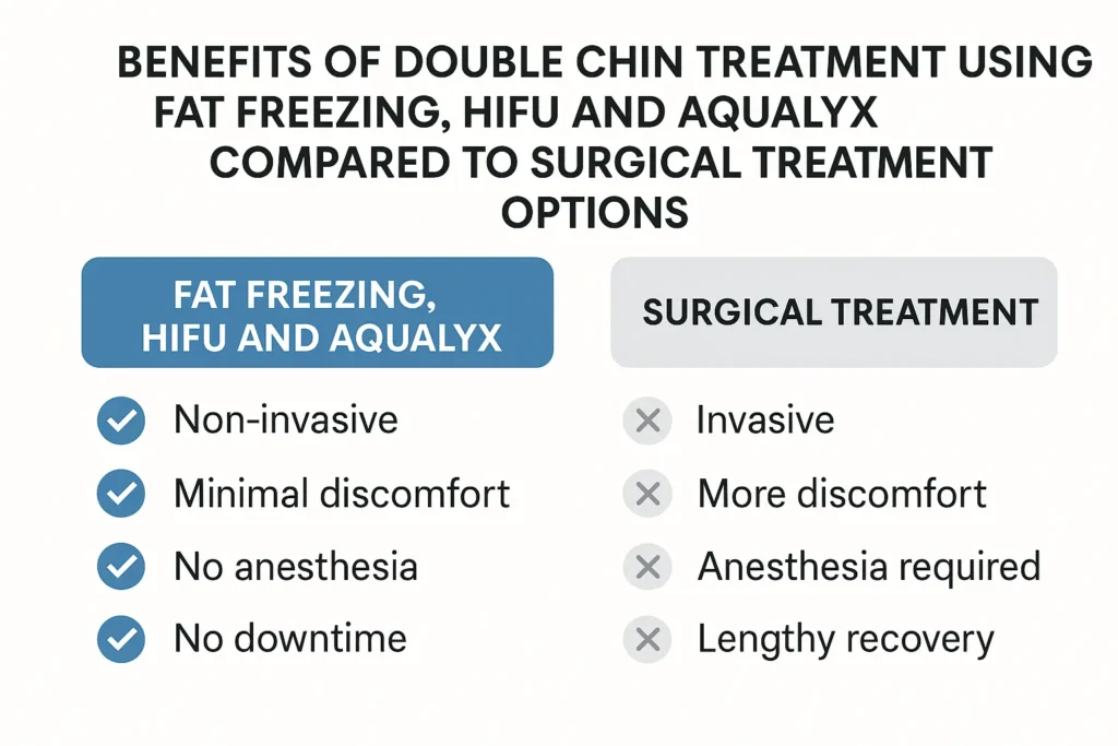 Graphic about the benefits of double chin treatment Balsall - from LA LIPO