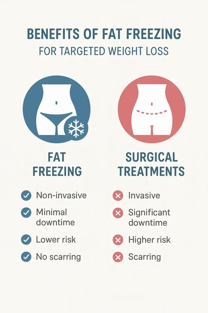 graphic showing the benefits of fat freezing Balsall