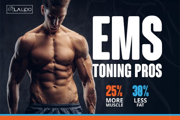 Graphic of man with toned body showing the benefits of LA-EMS Body Sculpting Balsall treatment